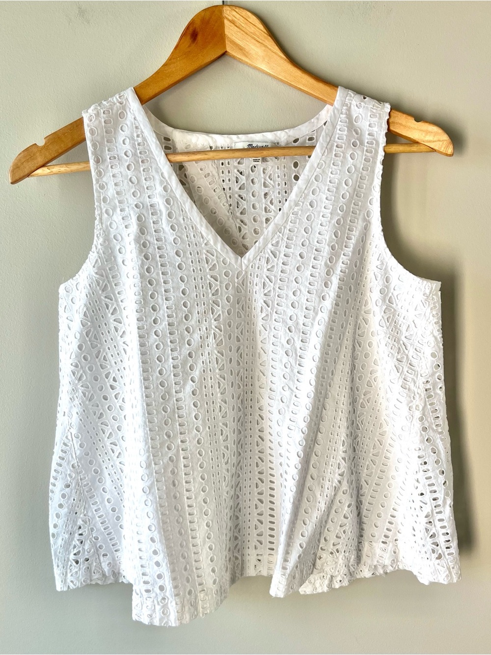 Madewell White Eyelet Open-Back Tank Top Size XS - coastal bohomian festival
